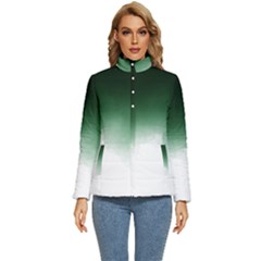 Watercolor-green White Women s Puffer Bubble Jacket Coat