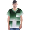 Watercolor-green White Men s V-Neck Scrub Top View1