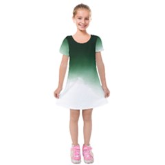 Watercolor-green White Kids  Short Sleeve Velvet Dress by nateshop