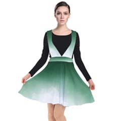 Watercolor-green White Plunge Pinafore Dress by nateshop