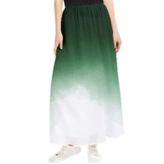 Watercolor-green White Maxi Chiffon Skirt by nateshop