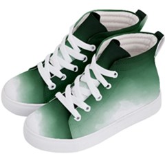 Watercolor-green White Kids  Hi-top Skate Sneakers by nateshop