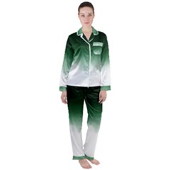 Watercolor-green White Satin Long Sleeve Pajamas Set by nateshop