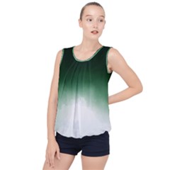 Watercolor-green White Bubble Hem Chiffon Tank Top by nateshop