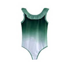 Watercolor-green White Kids  Frill Swimsuit by nateshop