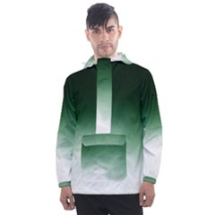 Watercolor-green White Men s Front Pocket Pullover Windbreaker