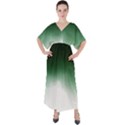 Watercolor-green White V-Neck Boho Style Maxi Dress View1