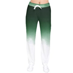 Watercolor-green White Women Velvet Drawstring Pants by nateshop