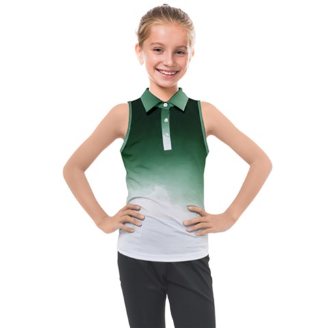 Watercolor-green White Kids  Sleeveless Polo Tee by nateshop