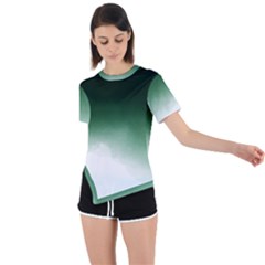 Watercolor-green White Asymmetrical Short Sleeve Sports Tee by nateshop