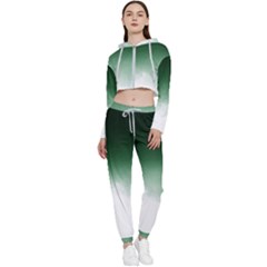 Watercolor-green White Cropped Zip Up Lounge Set by nateshop