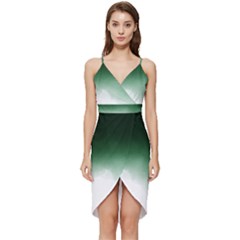 Watercolor-green White Wrap Frill Dress by nateshop