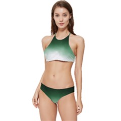 Watercolor-green White Banded Triangle Bikini Set by nateshop