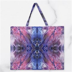 Magenta On Cobalt Zipper Large Tote Bag by kaleidomarblingart