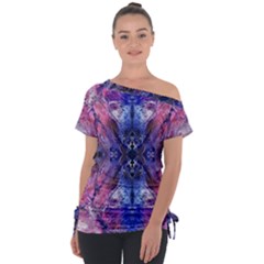 Magenta On Cobalt Off Shoulder Tie-up Tee