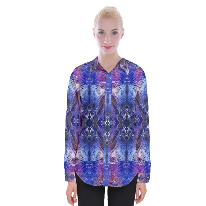 Magenta on cobalt Womens Long Sleeve Shirt