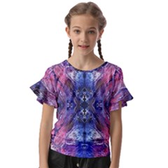 Magenta On Cobalt Kids  Cut Out Flutter Sleeves by kaleidomarblingart