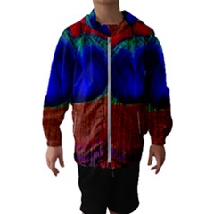 Red Peacock Plumage Fearher Bird Pattern Kids  Hooded Windbreaker by Wegoenart