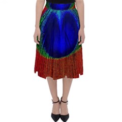 Red Peacock Plumage Fearher Bird Pattern Classic Midi Skirt by Wegoenart