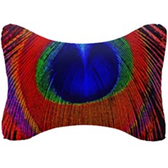 Red Peacock Plumage Fearher Bird Pattern Seat Head Rest Cushion by Wegoenart