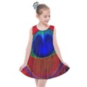 Red Peacock Plumage Fearher Bird Pattern Kids  Summer Dress View1