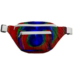 Red Peacock Plumage Fearher Bird Pattern Fanny Pack by Wegoenart