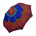 Red Peacock Plumage Fearher Bird Pattern Folding Umbrellas View2