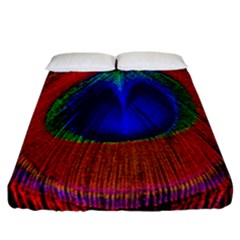 Red Peacock Plumage Fearher Bird Pattern Fitted Sheet (california King Size) by Wegoenart