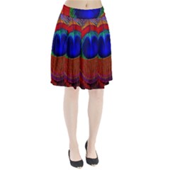 Red Peacock Plumage Fearher Bird Pattern Pleated Skirt by Wegoenart