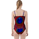 Red Peacock Plumage Fearher Bird Pattern Cut Out Top Tankini Set View2