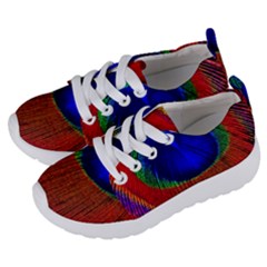 Red Peacock Plumage Fearher Bird Pattern Kids  Lightweight Sports Shoes by Wegoenart