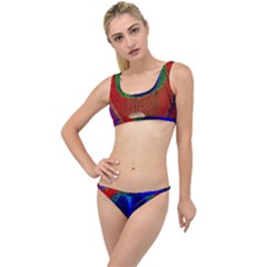 Red Peacock Plumage Fearher Bird Pattern The Little Details Bikini Set by Wegoenart