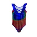 Red Peacock Plumage Fearher Bird Pattern Kids  Frill Swimsuit View2