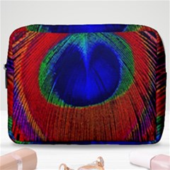 Red Peacock Plumage Fearher Bird Pattern Make Up Pouch (large) by Wegoenart