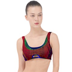 Red Peacock Plumage Fearher Bird Pattern The Little Details Bikini Top by Wegoenart