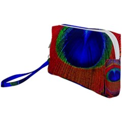 Red Peacock Plumage Fearher Bird Pattern Wristlet Pouch Bag (small) by Wegoenart