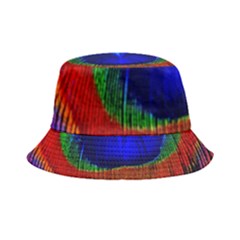 Red Peacock Plumage Fearher Bird Pattern Inside Out Bucket Hat by Wegoenart