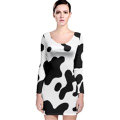 Cow Pattern Long Sleeve Velvet Bodycon Dress