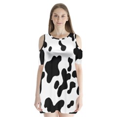 Cow Pattern Shoulder Cutout Velvet One Piece