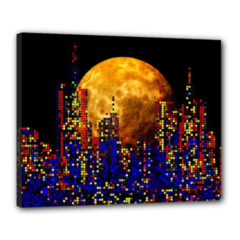 Skyline Frankfurt Abstract Moon Canvas 20  X 16  (stretched) by Jancukart