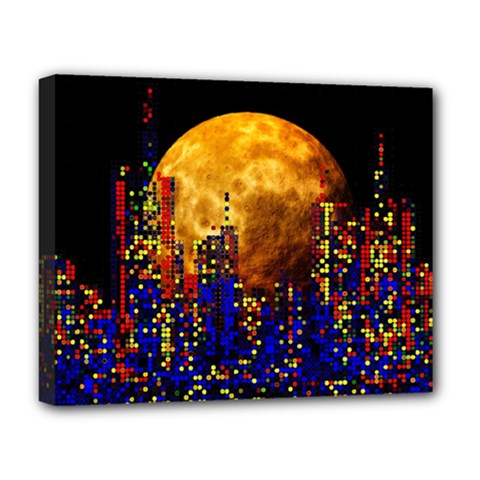 Skyline Frankfurt Abstract Moon Deluxe Canvas 20  X 16  (stretched)