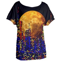 Skyline Frankfurt Abstract Moon Women s Oversized Tee