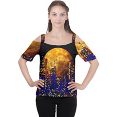 Skyline Frankfurt Abstract Moon Cutout Shoulder Tee