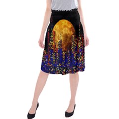 Skyline Frankfurt Abstract Moon Midi Beach Skirt by Jancukart