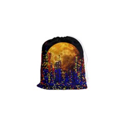 Skyline Frankfurt Abstract Moon Drawstring Pouch (xs) by Jancukart