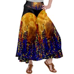 Skyline Frankfurt Abstract Moon Satin Palazzo Pants