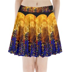 Skyline Frankfurt Abstract Moon Pleated Mini Skirt