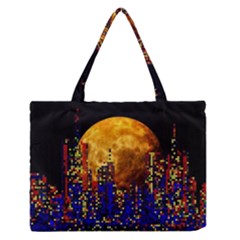 Skyline Frankfurt Abstract Moon Zipper Medium Tote Bag