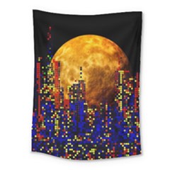 Skyline Frankfurt Abstract Moon Medium Tapestry by Jancukart