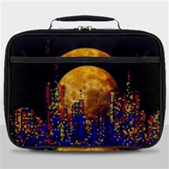 Skyline Frankfurt Abstract Moon Full Print Lunch Bag by Jancukart